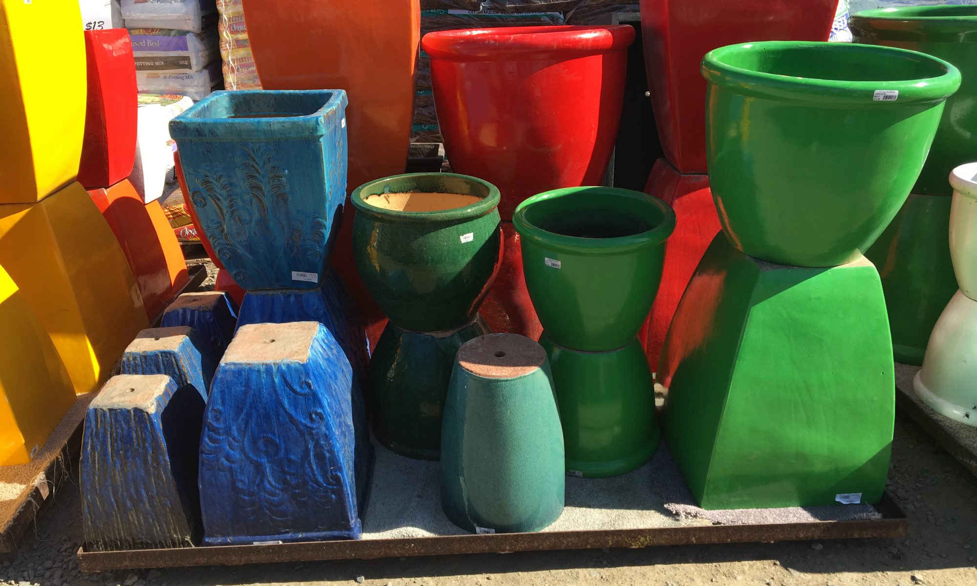 Assorted planters at Southern California Pottery